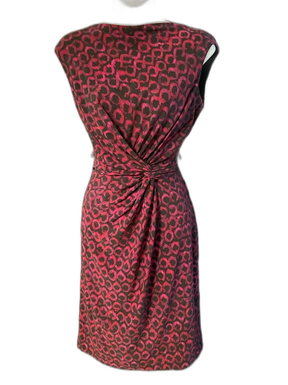 Lauren Ralph Lauren Magenta & Black Leopard Print Twist-Front Dress Size 8